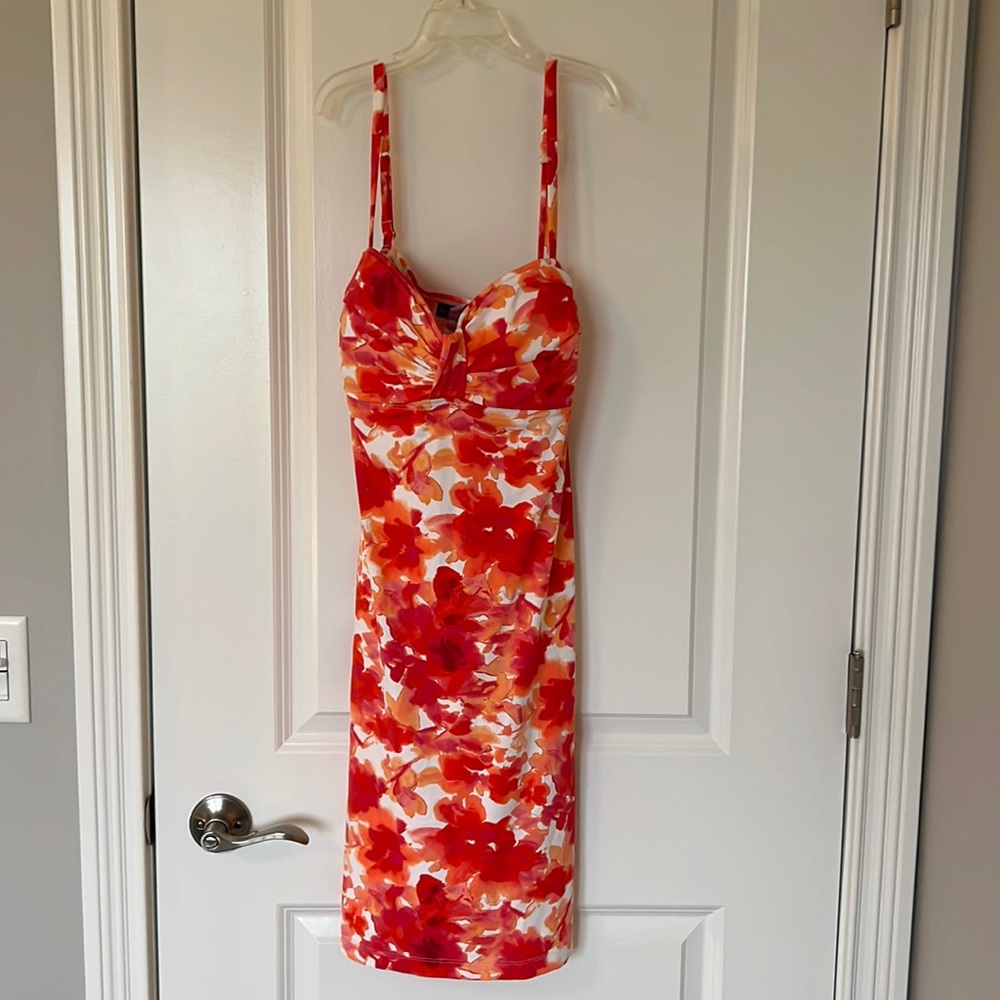 Tommy Bahama Pink & Orange Floral MIDI Dress M